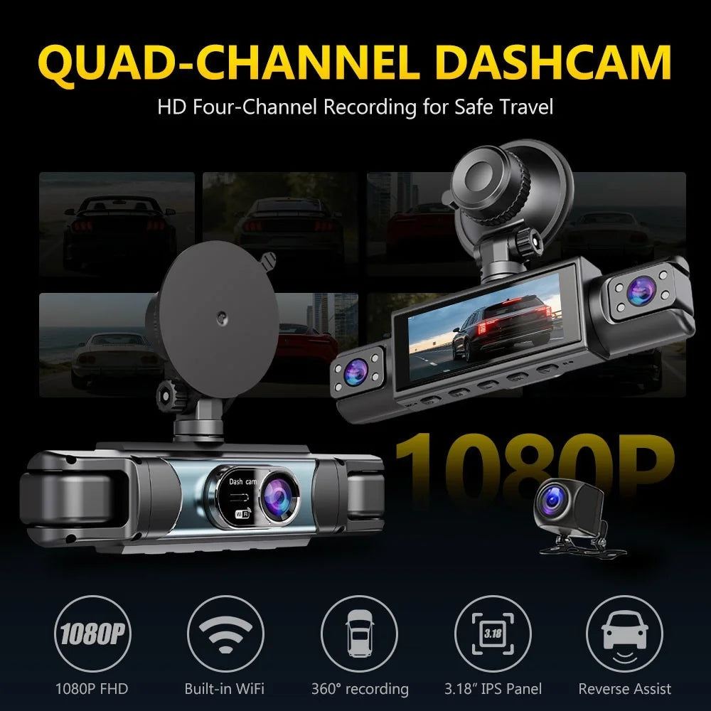 C315 4-Channel 1080P WiFi Dash Cam Parking Monitor G-sensor Loop Recording Night Vision Backup Camera - Black - 2