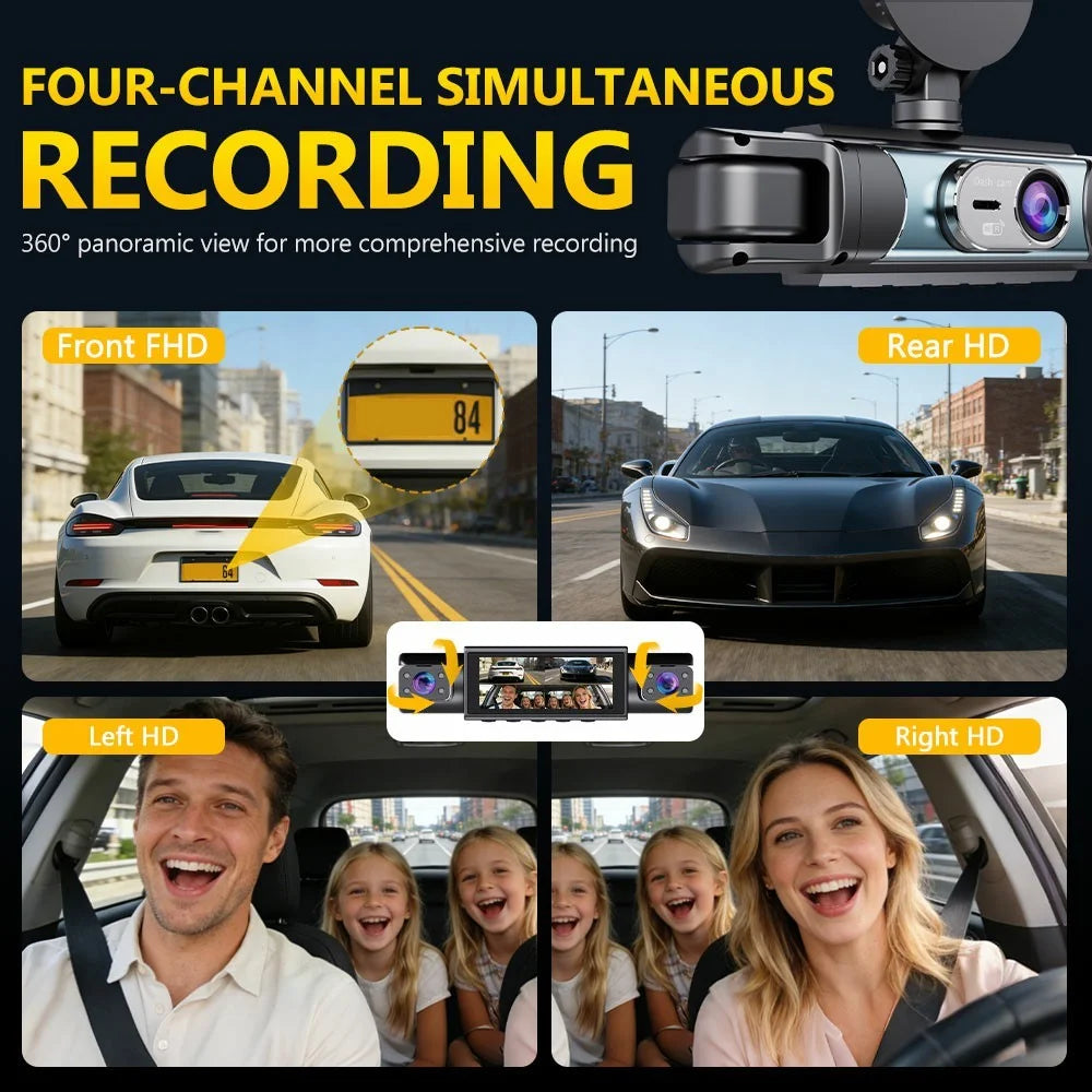 C315 4-Channel 1080P WiFi Dash Cam Parking Monitor G-sensor Loop Recording Night Vision Backup Camera - Black - 3