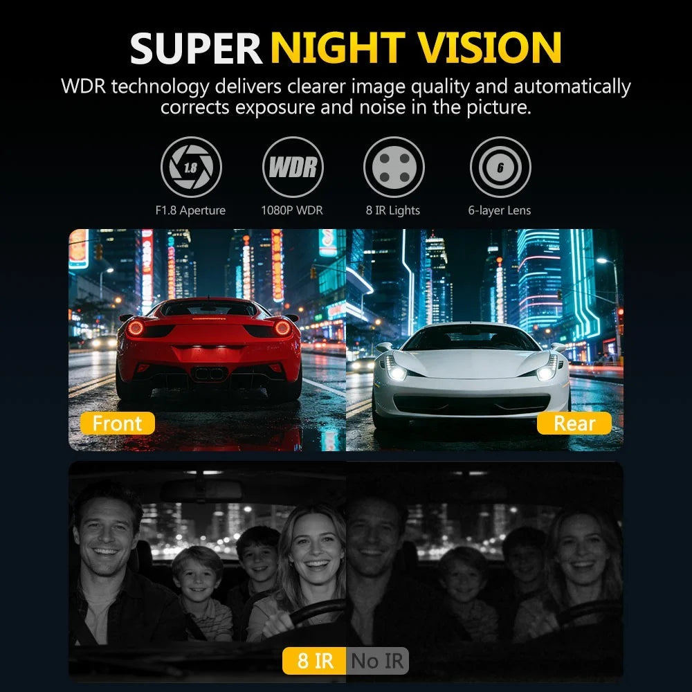 C315 4-Channel 1080P WiFi Dash Cam Parking Monitor G-sensor Loop Recording Night Vision Backup Camera - Black - 4
