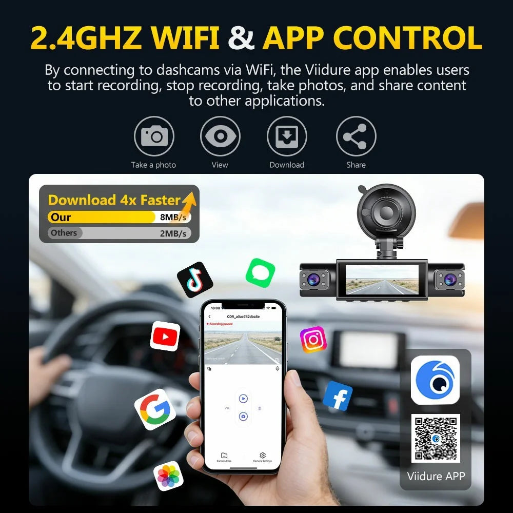 C315 4-Channel 1080P WiFi Dash Cam Parking Monitor G-sensor Loop Recording Night Vision Backup Camera - Black - 5