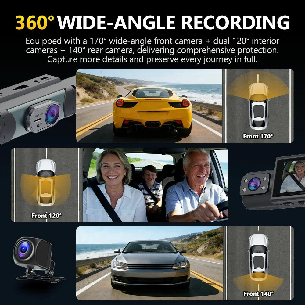 C315 4-Channel 1080P WiFi Dash Cam Parking Monitor G-sensor Loop Recording Night Vision Backup Camera - Black - 6