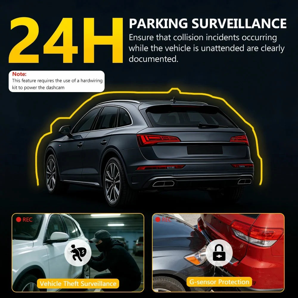 C315 4-Channel 1080P WiFi Dash Cam Parking Monitor G-sensor Loop Recording Night Vision Backup Camera - Black - 7