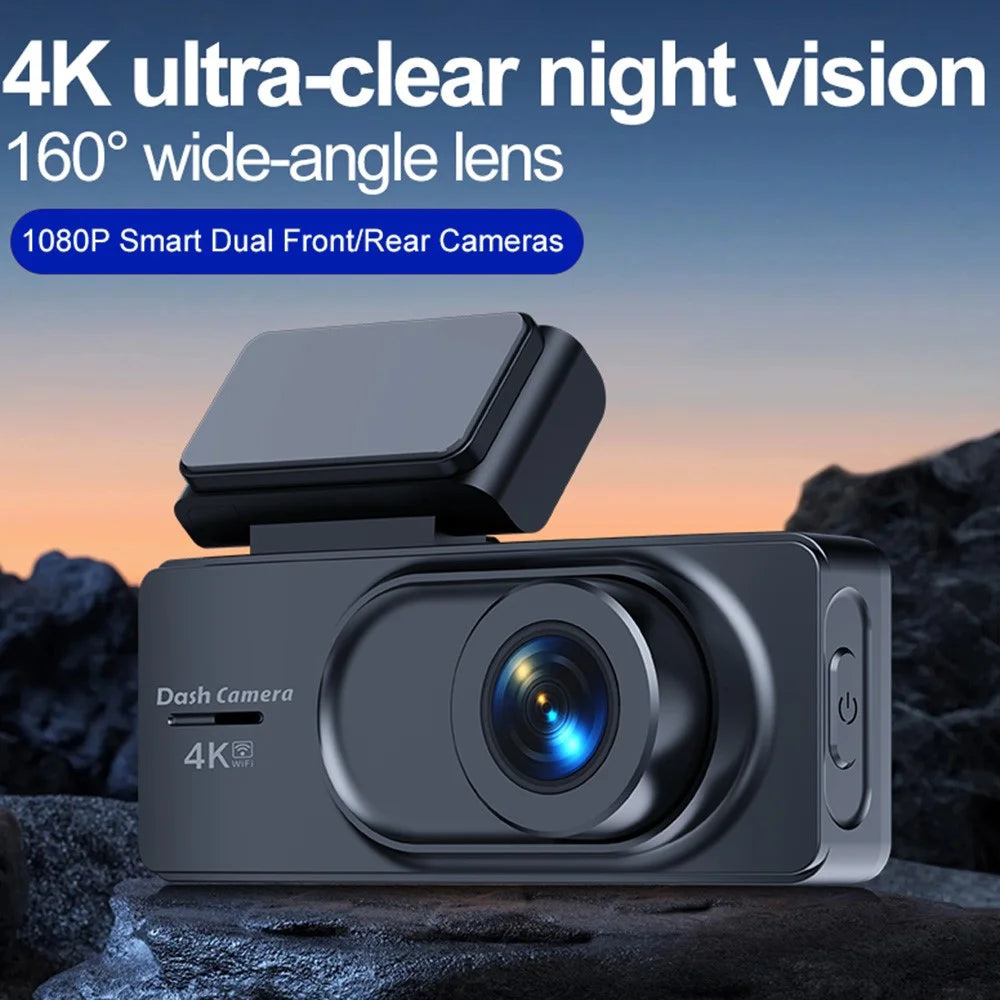 L50 4K Dash Cam Front Rear Dual Camera 160 Degree Wide Angle WiFi Parking Monitor Driving Recorder - Black - 2