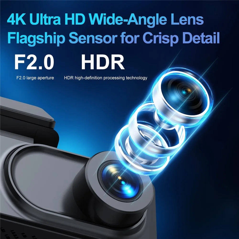 L50 4K Dash Cam Front Rear Dual Camera 160 Degree Wide Angle WiFi Parking Monitor Driving Recorder - Black - 4