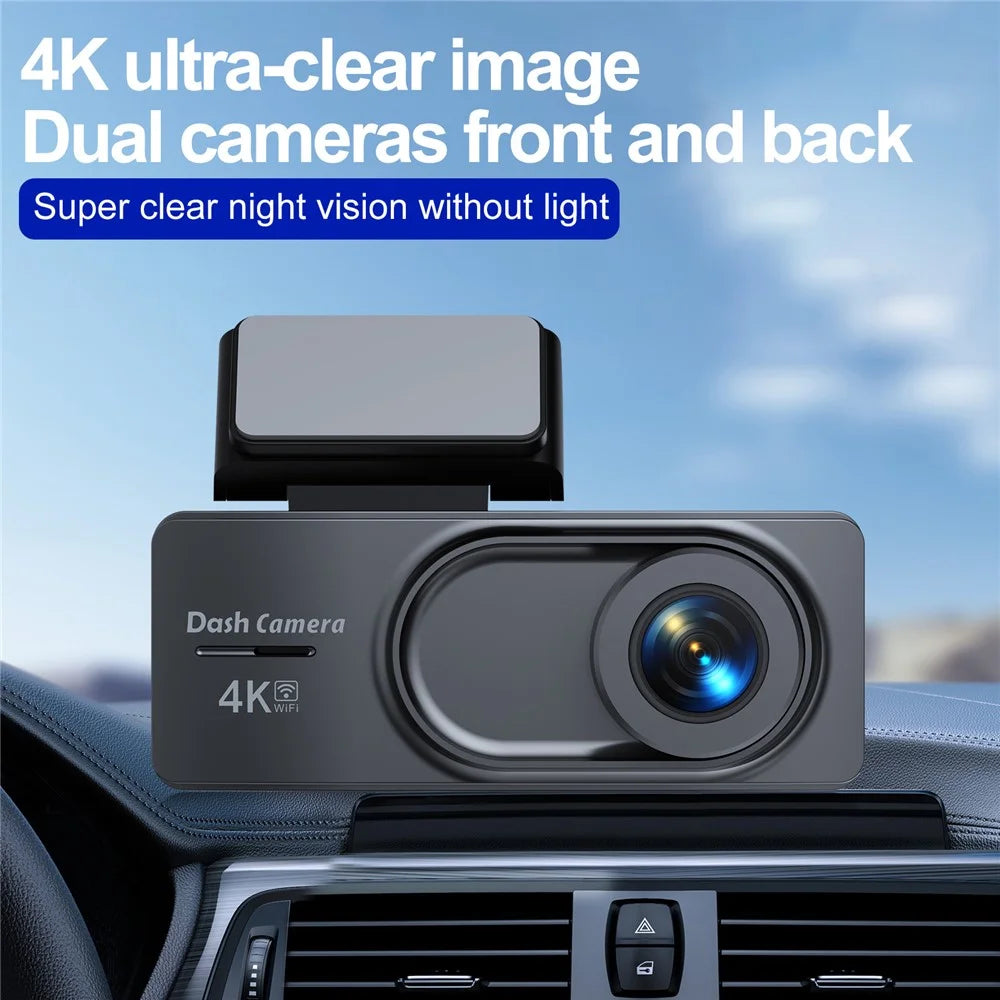 L50 4K Dash Cam Front Rear Dual Camera 160 Degree Wide Angle WiFi Parking Monitor Driving Recorder - Black - 7