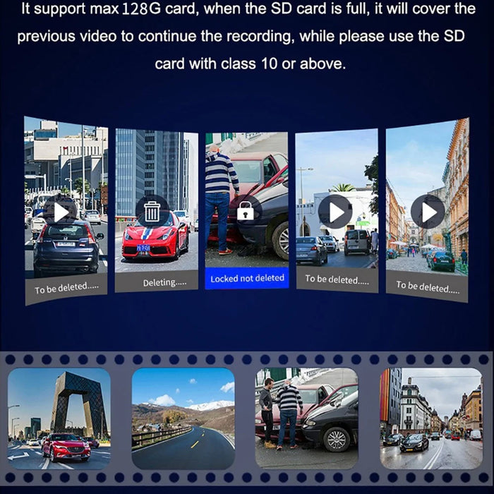 Y06 4K Front + 2K Rear Dash Cam 3.0 Inch IPS Screen Loop Recording Night Vision Driving Recorder Camera - Black - 4