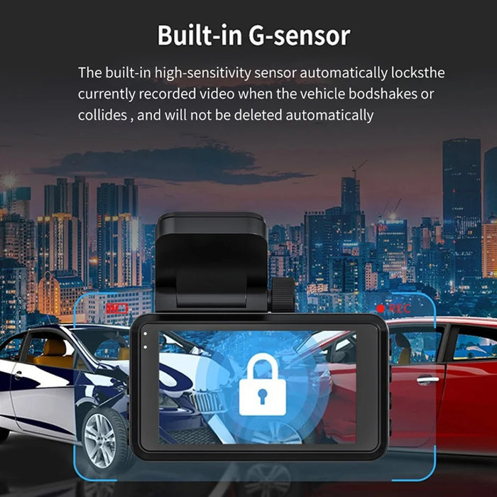 Y06 4K Front + 2K Rear Dash Cam 3.0 Inch IPS Screen Loop Recording Night Vision Driving Recorder Camera - Black - 5
