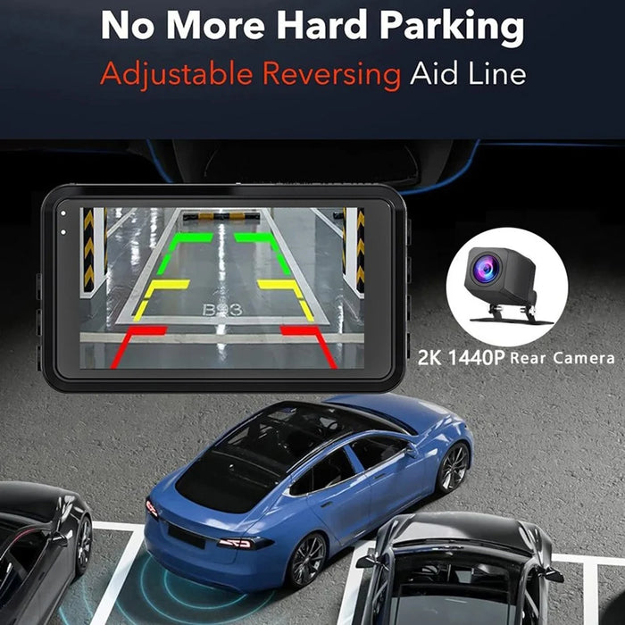 Y06 4K Front + 2K Rear Dash Cam 3.0 Inch IPS Screen Loop Recording Night Vision Driving Recorder Camera - Black - 7