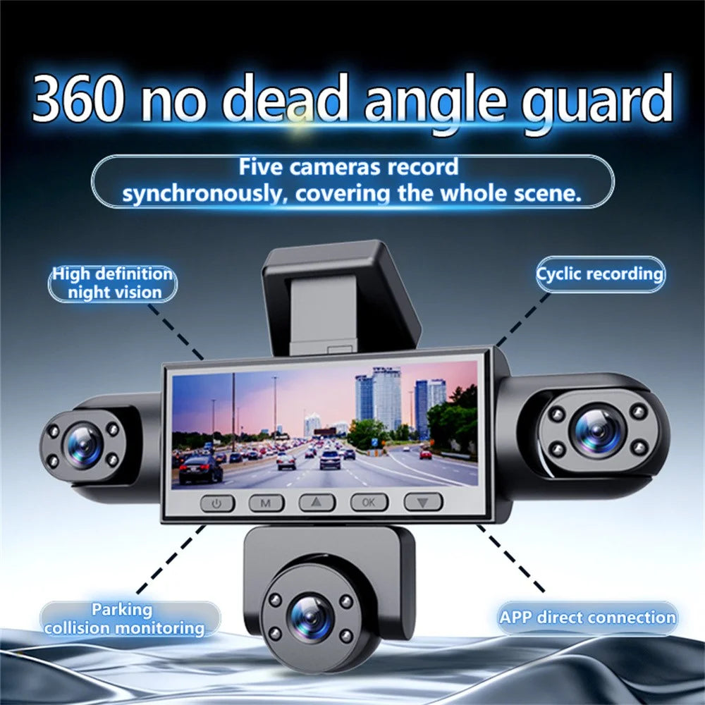 W8 5-Camera Dash Cam 360 Degree Recording 1080P HD Car DVR Front Rear Interior Side View Parking Monitor - 2