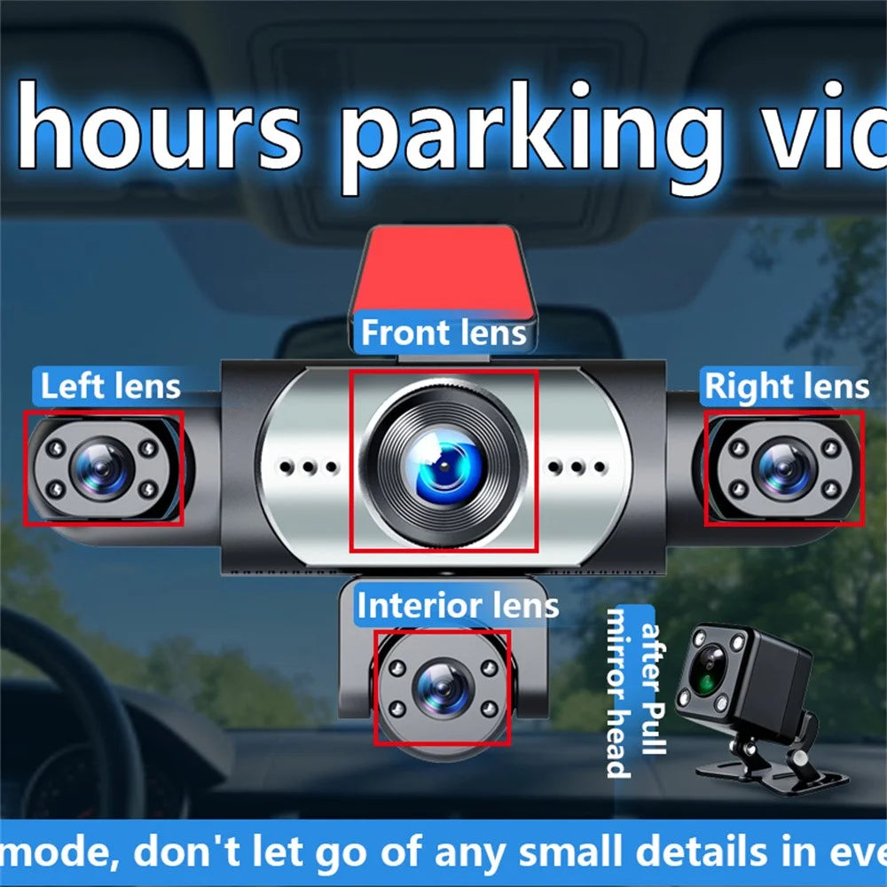 W8 5-Camera Dash Cam 360 Degree Recording 1080P HD Car DVR Front Rear Interior Side View Parking Monitor - 3