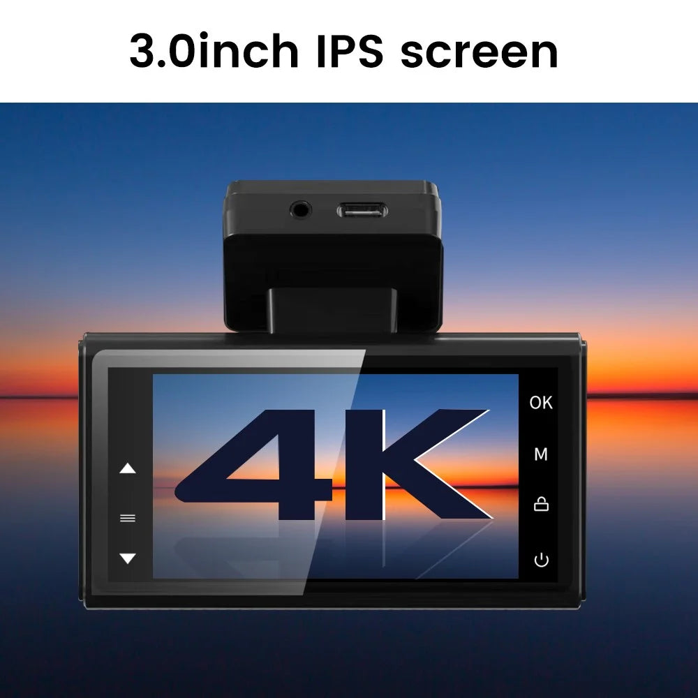 H006 Front 4K + Rear 4K Dash Camera 3 Inch IPS Screen WiFi GPS Car DVR Parking Monitor - Black+Silver - 4