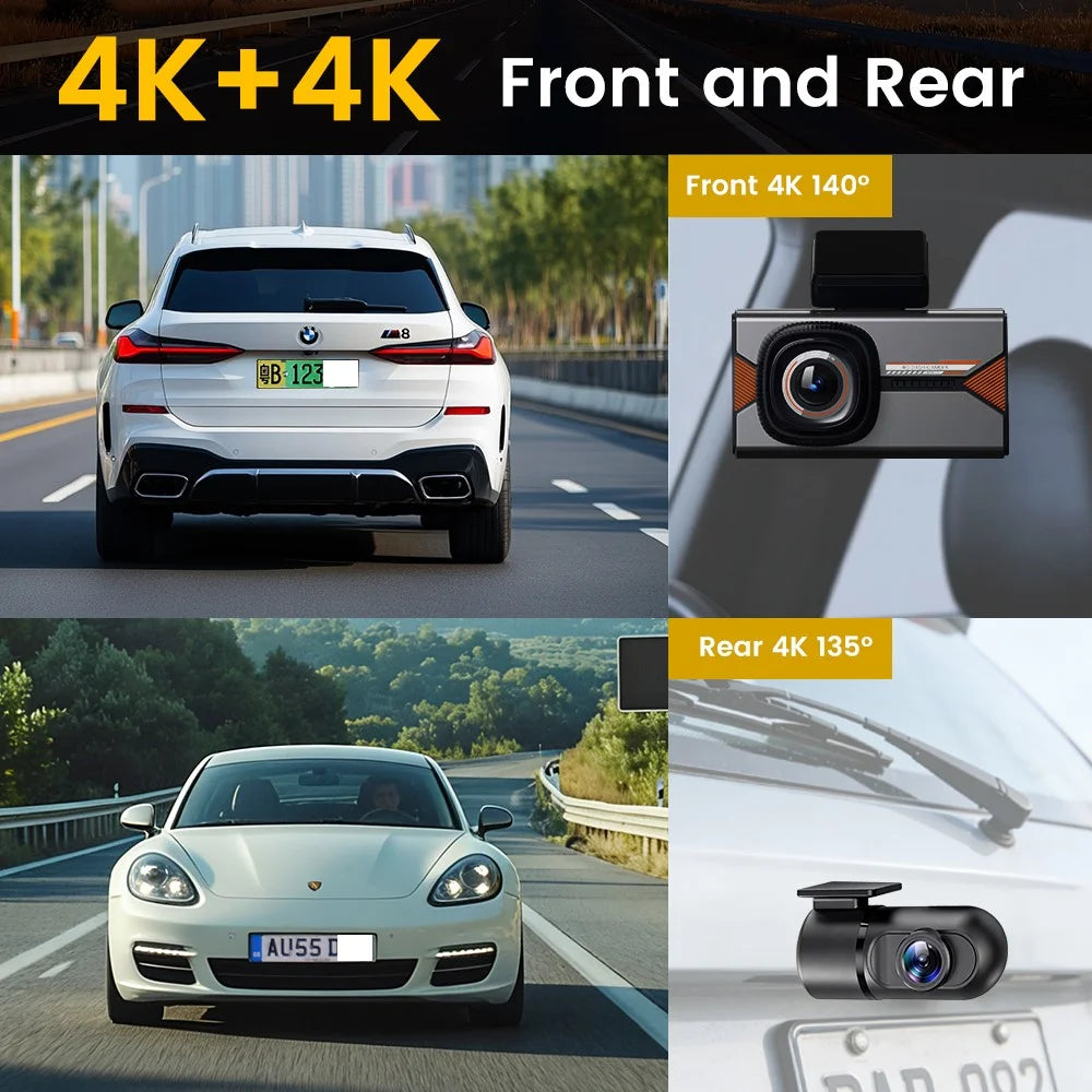 H006 Front 4K + Rear 4K Dash Camera 3 Inch IPS Screen WiFi GPS Car DVR Parking Monitor - Black+Silver - 5