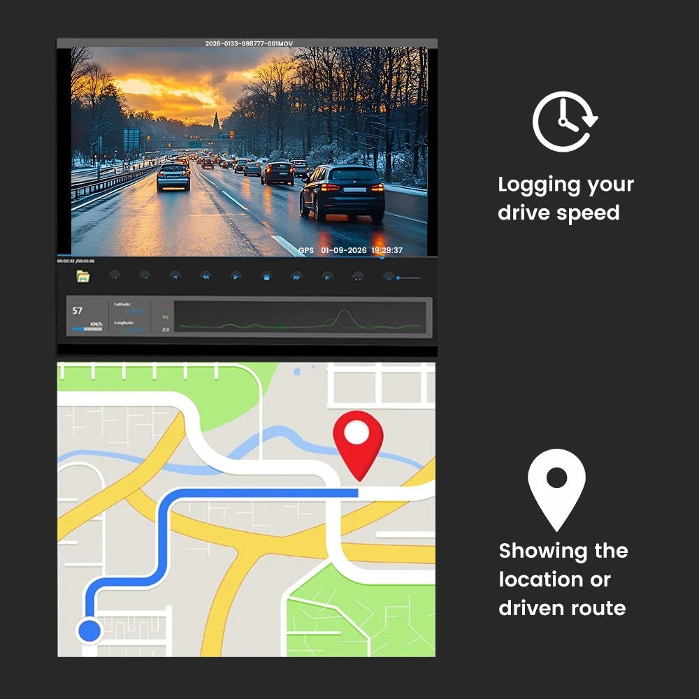H006 Front 4K + Rear 4K Dash Camera 3 Inch IPS Screen WiFi GPS Car DVR Parking Monitor - Black+Silver - 7