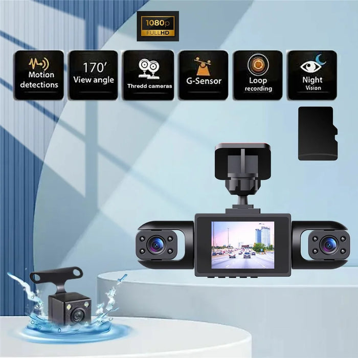 Y107 4 Lens Dash Cam 1080P HD Night Vision Car DVR Front Rear Left Right Recording - Black - 3
