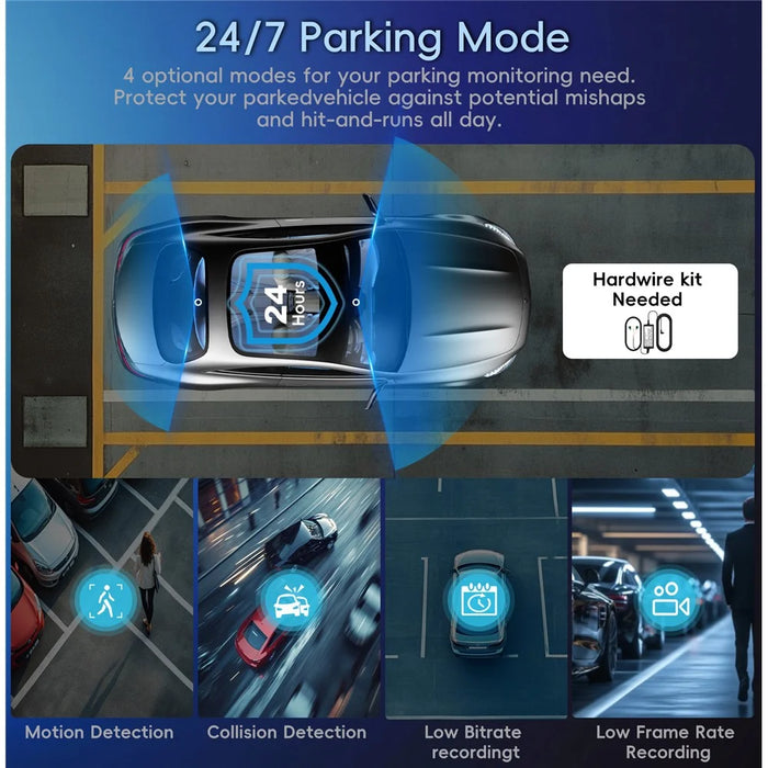 K17 Dual 4K Dash Cam Front and Rear Camera HDR Night Vision ADAS GPS Tracking 24H Parking Monitor Car DVR - Black - 6