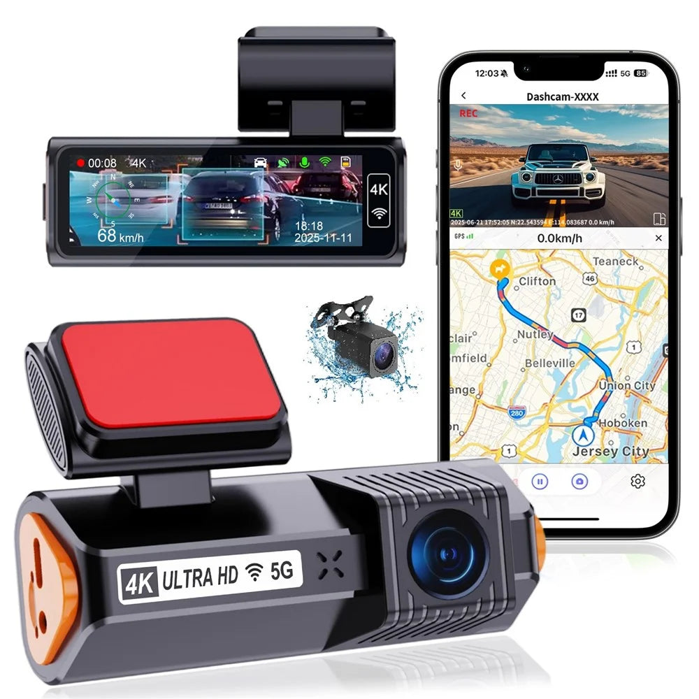 K19 4K Dash Cam ADAS Front Rear Dual Camera GPS 5G WiFi Night Vision Loop Recording Dash Camera Car DVR - Black - 1