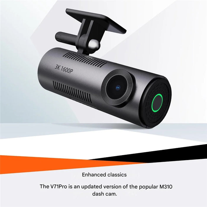 V71Pro 4K Dash Cam WiFi Loop Recording 1600P 170 Degree Wide Angle Night Vision Car DVR- Grey - 2