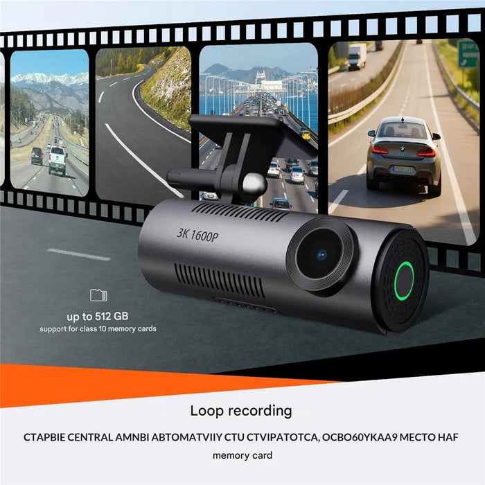 V71Pro 4K Dash Cam WiFi Loop Recording 1600P 170 Degree Wide Angle Night Vision Car DVR- Grey - 3
