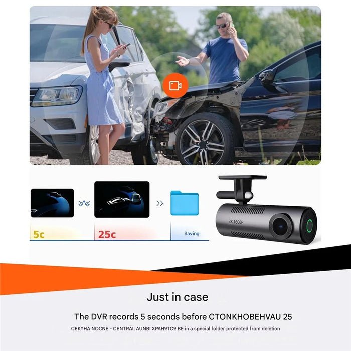 V71Pro 4K Dash Cam WiFi Loop Recording 1600P 170 Degree Wide Angle Night Vision Car DVR- Grey - 6