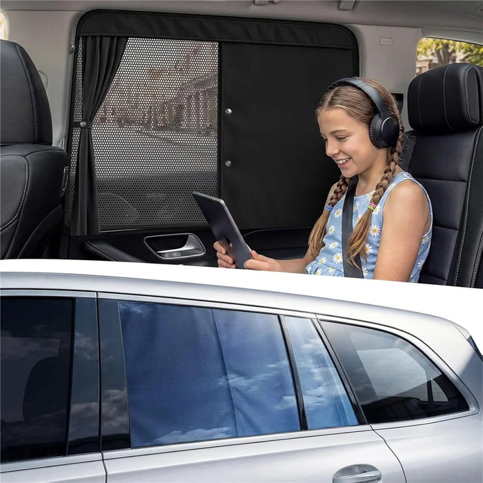NMOISS M Size Magnetic Car Side Window Sunshade Zipper Suction Cup Design UV Protection Privacy Curtain - Black - 1