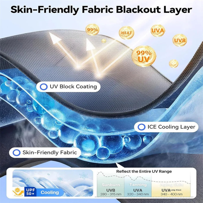 NMOISS M Size Magnetic Car Side Window Sunshade Zipper Suction Cup Design UV Protection Privacy Curtain - Black - 2