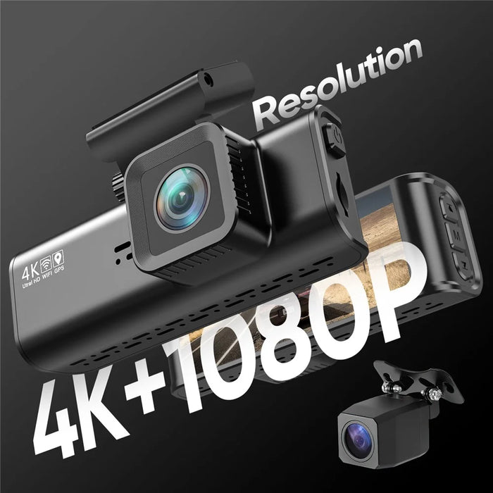 V56 4K 1080P Dash Cam Front Rear Camera GPS 5GHz WiFi Night Vision Parking Monitor Car DVR - Black - 2