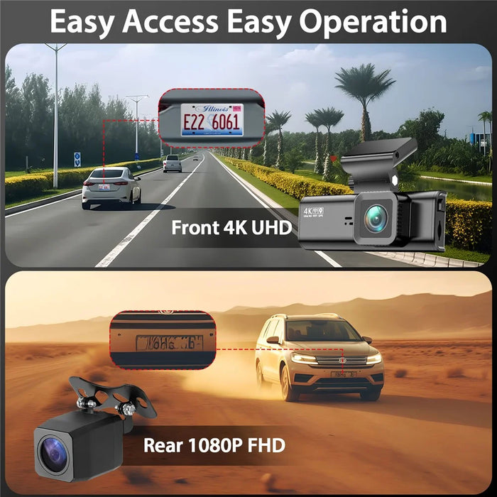 V56 4K 1080P Dash Cam Front Rear Camera GPS 5GHz WiFi Night Vision Parking Monitor Car DVR - Black - 7