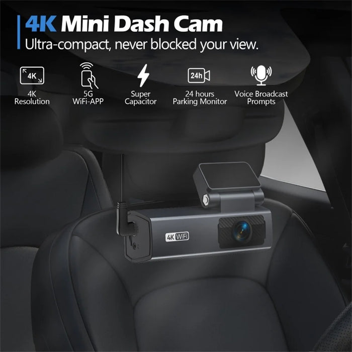 V69 4K 1080P Dash Cam Front Rear Dual Camera Night Vision GPS Track Parking Monitor WiFi Car DVR - Grey - 3