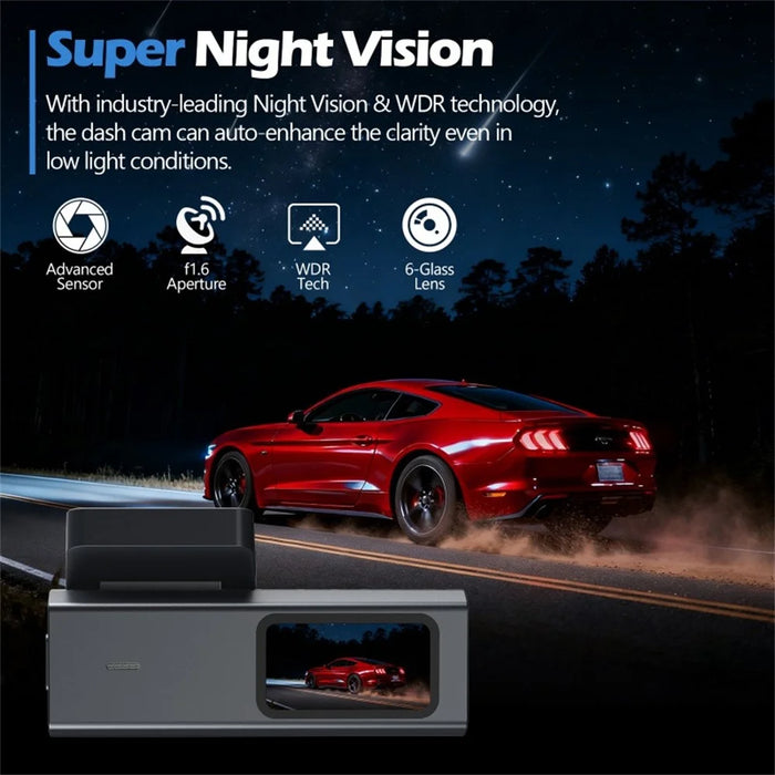 V69 4K 1080P Dash Cam Front Rear Dual Camera Night Vision GPS Track Parking Monitor WiFi Car DVR - Grey - 5