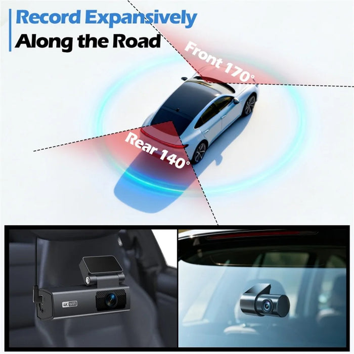 V69 4K 1080P Dash Cam Front Rear Dual Camera Night Vision GPS Track Parking Monitor WiFi Car DVR - Grey - 7