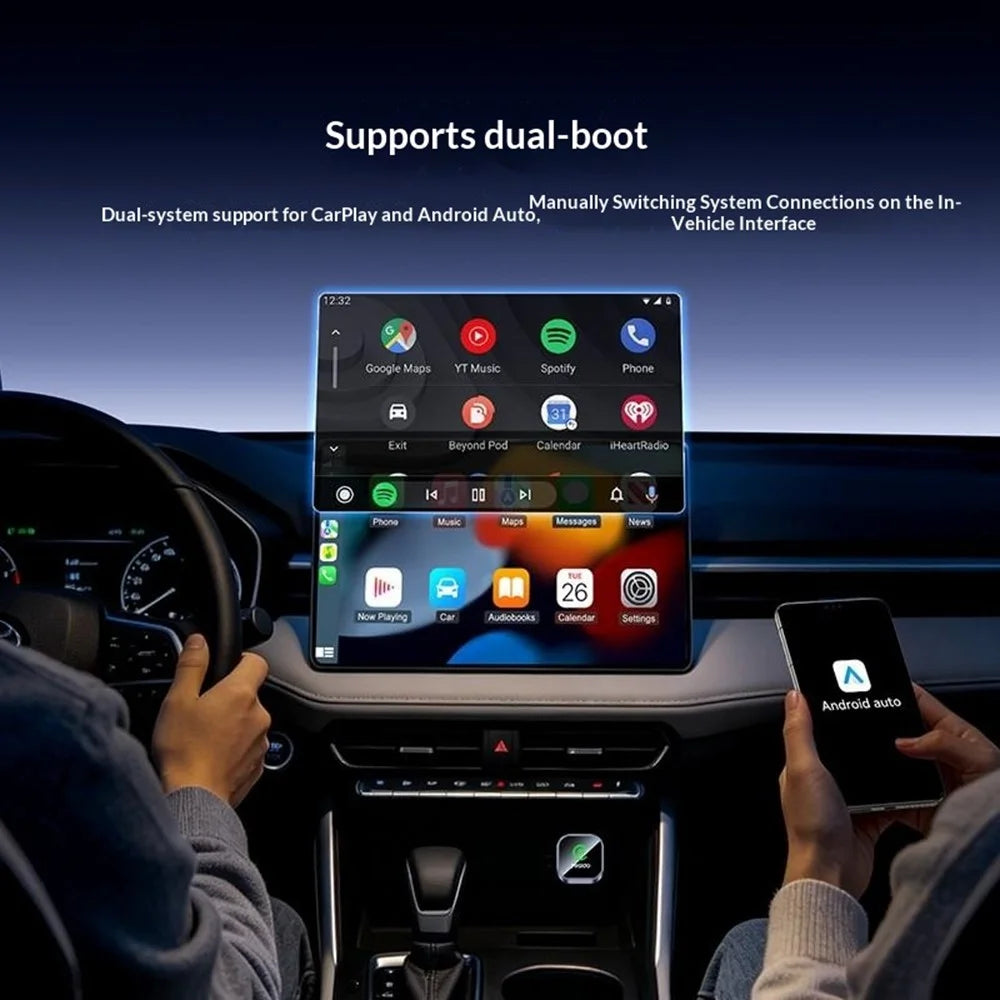 YESIDO KM31 Wireless CarPlay Android Auto 2 in 1 Mini Size OTA Updates Adapter - Black - 2