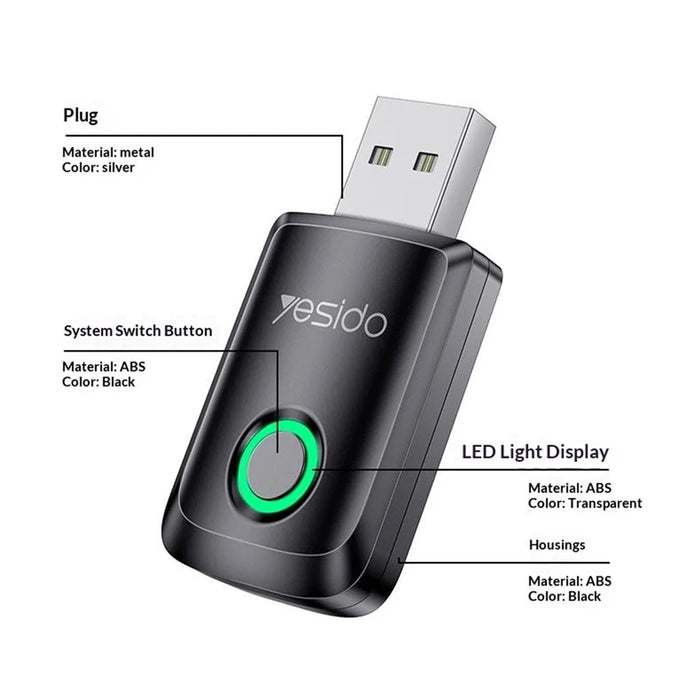 YESIDO KM32 Wireless CarPlay Adapter Dual Core Car Android Auto Adapter for Apple Android - Black - 7