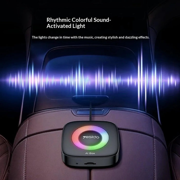 YESIDO KM33 Wireless CarPlay Android Auto AI Box 3 in 1 Dual Band WiFi Bluetooth-compatible 5.0 with RGB Light - Black - 3