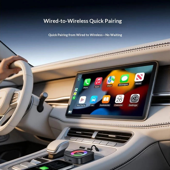 YESIDO KM33 Wireless CarPlay Android Auto AI Box 3 in 1 Dual Band WiFi Bluetooth-compatible 5.0 with RGB Light - Black - 5