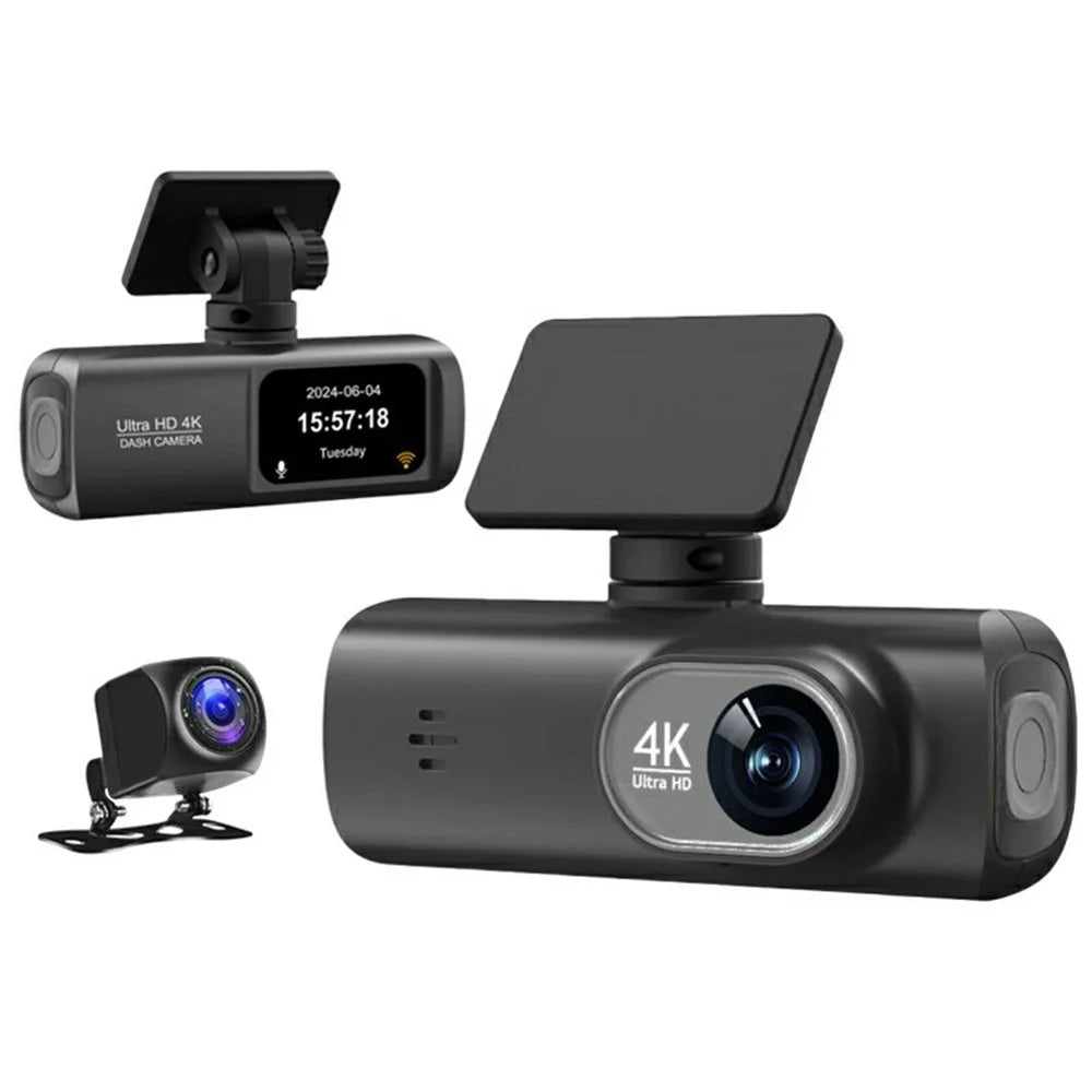 D19 MAX 4K Front + 1080P Rear Dual Lens Dash Camera Wide Angle Night Vision WiFi GPS Car Recorder - Black - 1