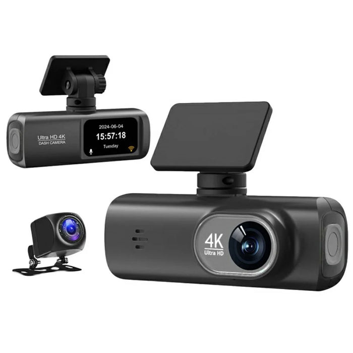 D19 MAX 4K Front + 1080P Rear Dual Lens Dash Camera Wide Angle Night Vision WiFi GPS Car Recorder - Black - 1
