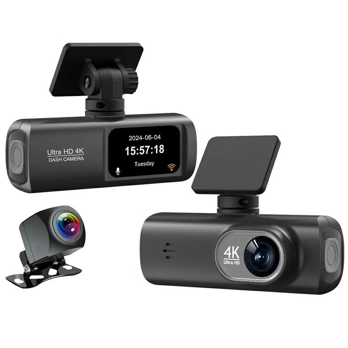 D191 MAX 4K Front + 1080P Rear Dual Lens Dash Camera Wide Angle Night Vision WiFi Car Recorder - Black - 1