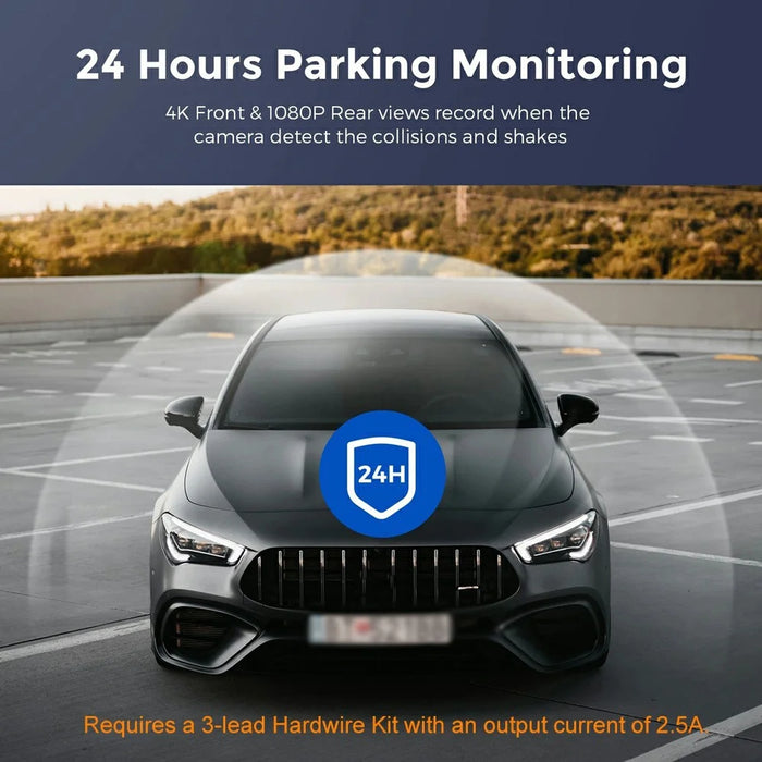 D192 MAX Front Lens 4K Ultra HD Dash Cam Wide Angle Night Vision WiFi Car Recorder - Black - 7