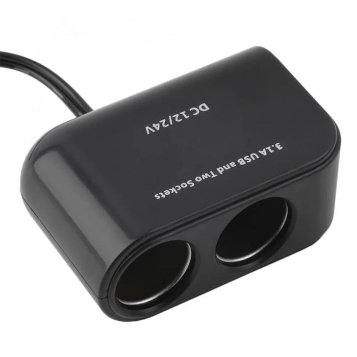 WF-102 PDA Power Supply Cigarette Lighter Adapter 12V/24V 2 Sockets Cigarette Lighter Splitter with 2 USB Ports for Car - 2