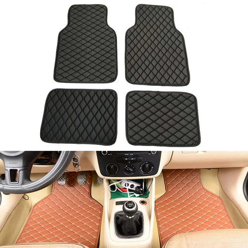 4PCS Universal Car PVC Floor Mats Waterproof Anti-dirt Floor Pads - Black - 1