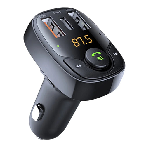 LOHEE S-15PD QC PD 3-Port Bluetooth-compatible Calls Fast Charging Car Charger Bluetooth-compatible Music Player Cigarette Lighter Adapter - Black - 1