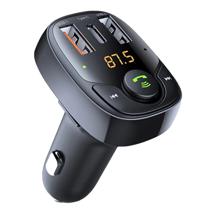 LOHEE S-15PD QC PD 3-Port Bluetooth-compatible Calls Fast Charging Car Charger Bluetooth-compatible Music Player Cigarette Lighter Adapter - Black - 1