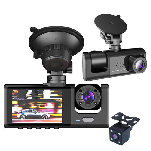 C309 2.0" IPS Screen 3-Lens Car Dash Cam Full HD 1080P Car Video Recorder 130-Degree Wide Angle Car Recorder - 1