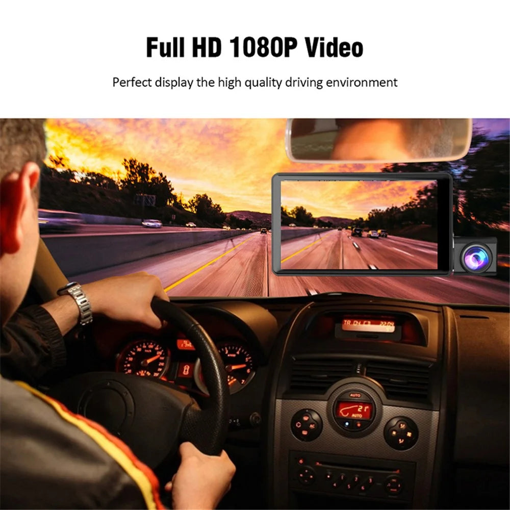 H208 4" IPS Screen 2.5D 3-Lens Car Dash Cam Full HD 1080P Car Video Recorder 120-Degree Wide Angle Car Recorder - 4