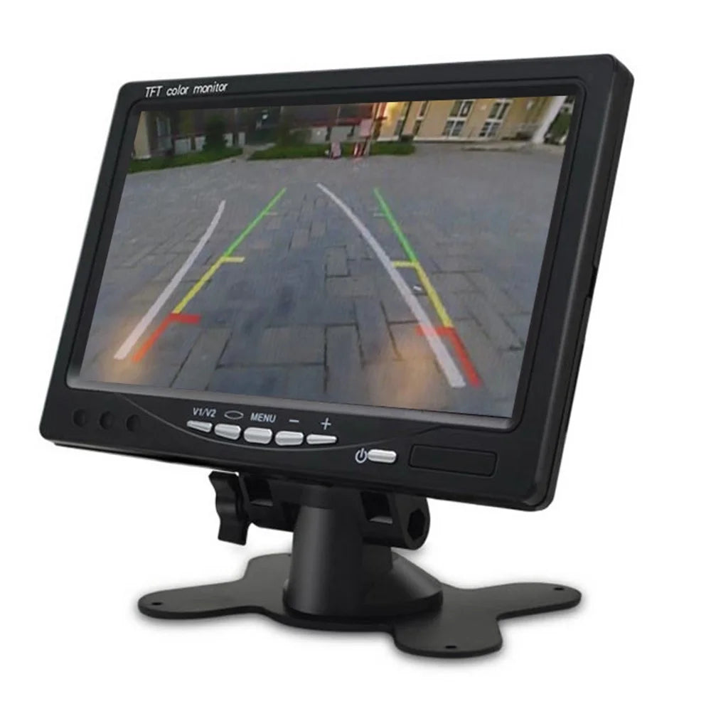 7-Inch Vehicle Backup Camera Rear-View Camera Monitor Parking and Reverse System, Dual AV Input with Trigger - 1
