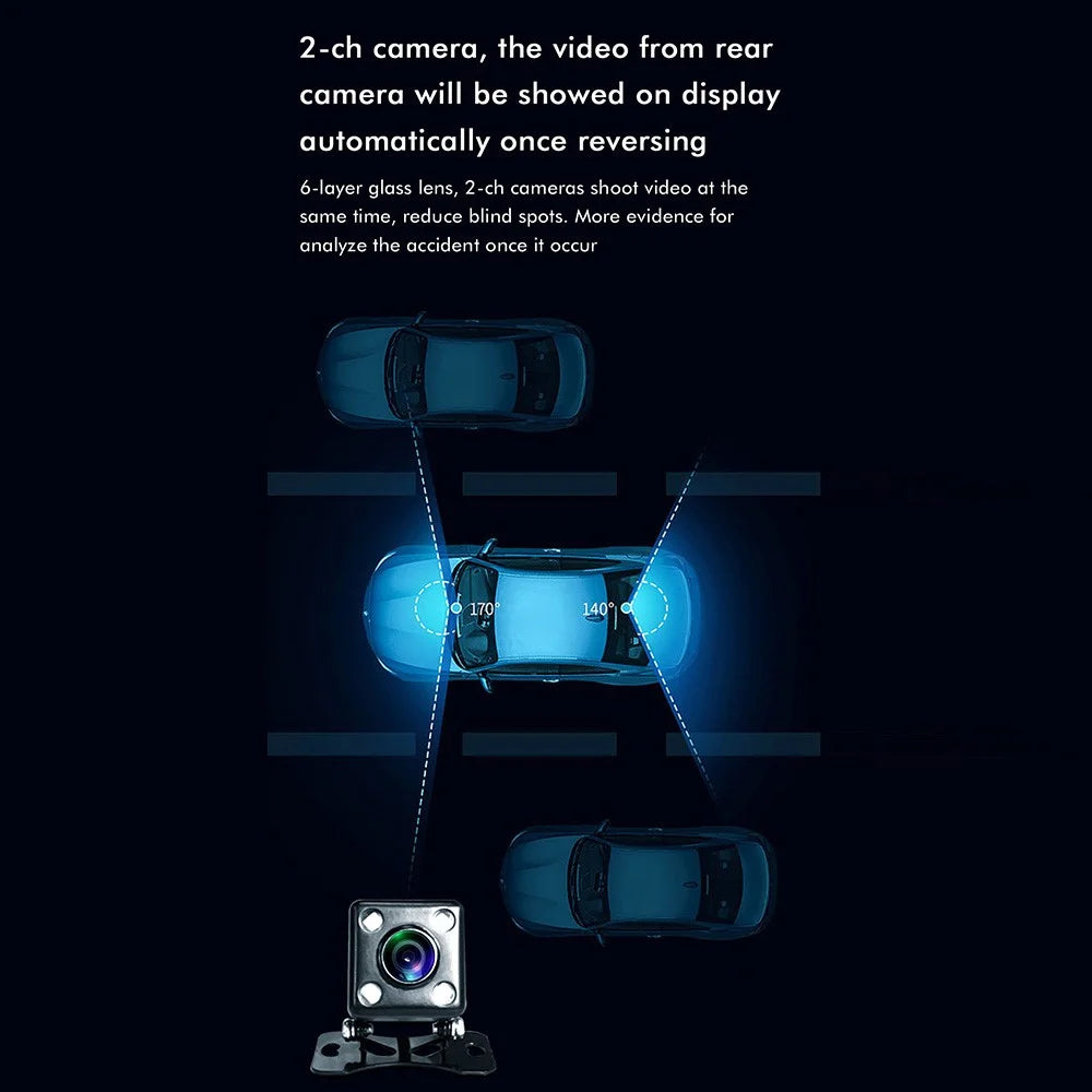 ANYTEK Q2M 2.0-inch HD 2K Car DVR Parking Monitoring Night Vision Front Rear Dual Camera Driving Recorder Dash Cam - 5