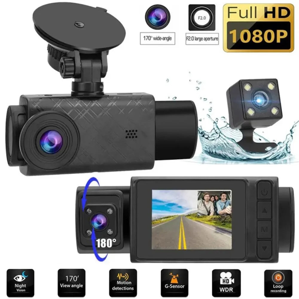 G12 1080P DVR Dash Camera Front / Inside / Rear Camera 2 Inch Screen Night Vision Driving Recorder - 2