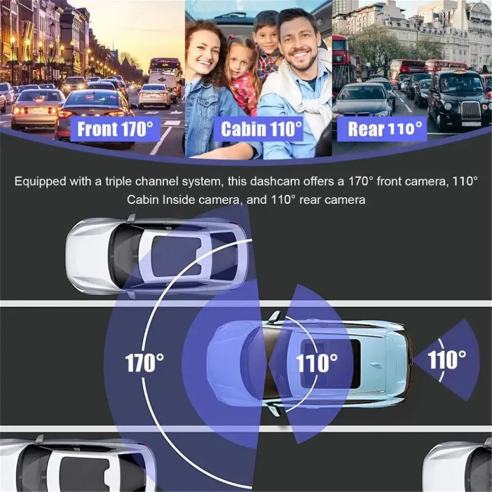 G12 1080P DVR Dash Camera Front / Inside / Rear Camera 2 Inch Screen Night Vision Driving Recorder - 3