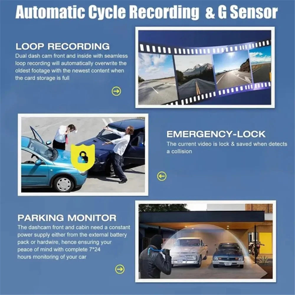 G12 1080P DVR Dash Camera Front / Inside / Rear Camera 2 Inch Screen Night Vision Driving Recorder - 5