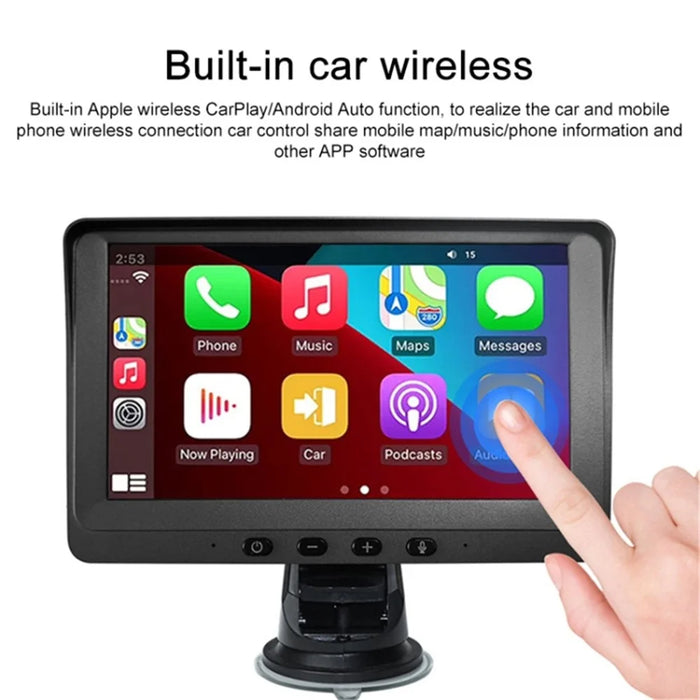 P704 Portable Car Stereo Wireless Car Play Android Auto 7'' Touch Screen Car Radio Dual Camera Driving Recorder - 2